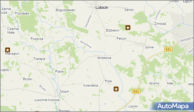 mapa Września gmina Rościszewo, Września gmina Rościszewo na mapie Targeo