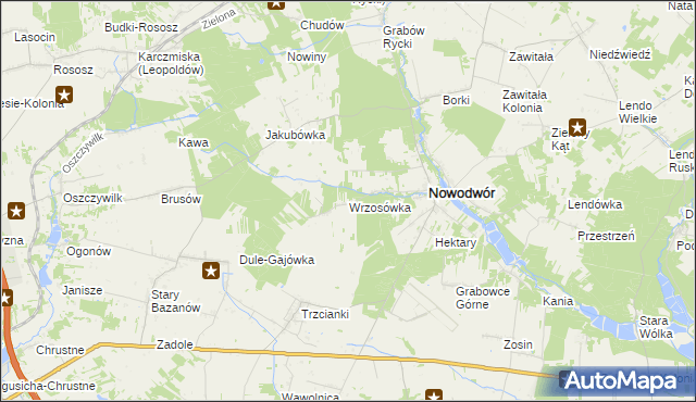 mapa Wrzosówka gmina Nowodwór, Wrzosówka gmina Nowodwór na mapie Targeo