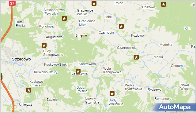 mapa Wygoda gmina Strzegowo, Wygoda gmina Strzegowo na mapie Targeo