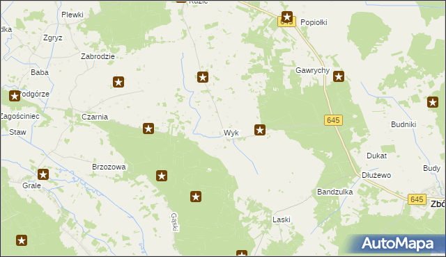 mapa Wyk gmina Zbójna, Wyk gmina Zbójna na mapie Targeo