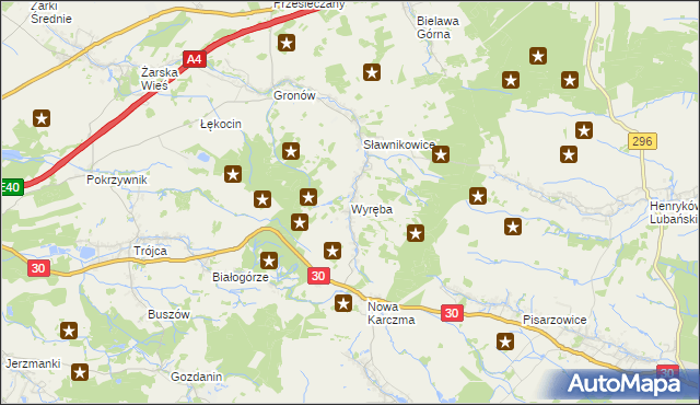 mapa Wyręba gmina Siekierczyn, Wyręba gmina Siekierczyn na mapie Targeo