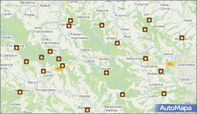 mapa Wyręby gmina Dynów, Wyręby gmina Dynów na mapie Targeo