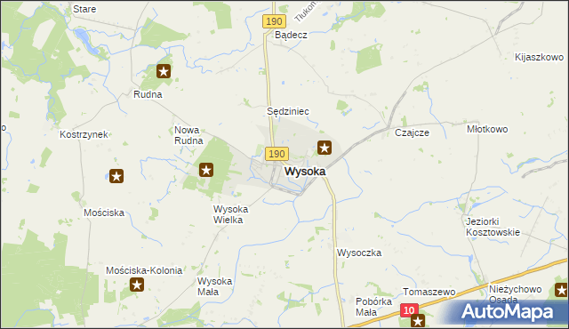 mapa Wysoka powiat pilski, Wysoka powiat pilski na mapie Targeo