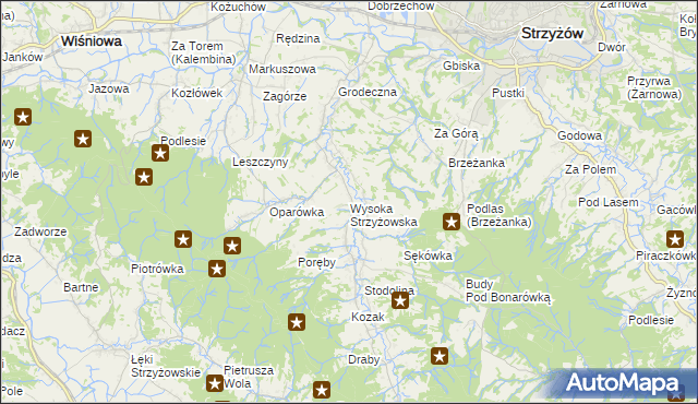 mapa Wysoka Strzyżowska, Wysoka Strzyżowska na mapie Targeo