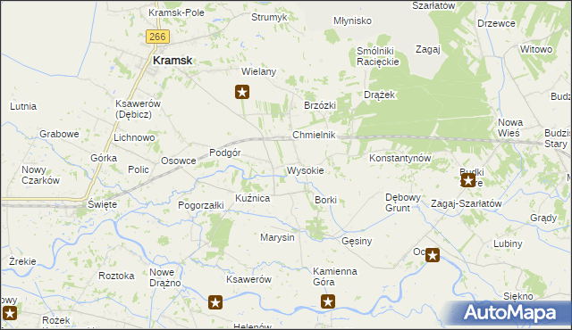 mapa Wysokie gmina Kramsk, Wysokie gmina Kramsk na mapie Targeo