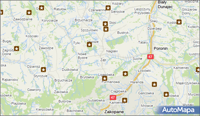 mapa Ząb, Ząb na mapie Targeo
