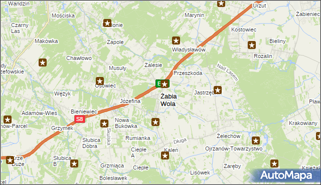 mapa Żabia Wola powiat grodziski, Żabia Wola powiat grodziski na mapie Targeo