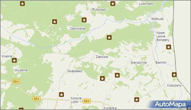 mapa Żabickie, Żabickie na mapie Targeo