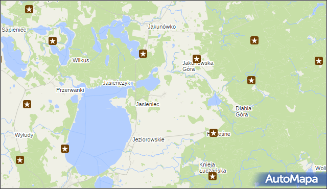 mapa Żabinka gmina Kruklanki, Żabinka gmina Kruklanki na mapie Targeo