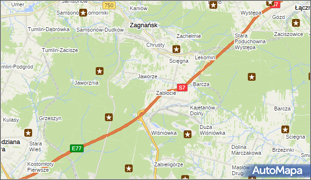 mapa Zabłocie gmina Zagnańsk, Zabłocie gmina Zagnańsk na mapie Targeo