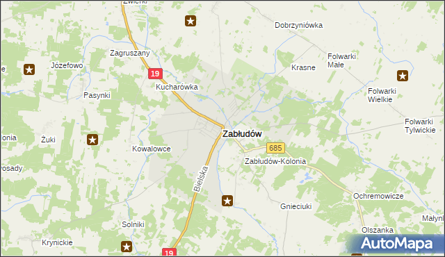 mapa Zabłudów, Zabłudów na mapie Targeo