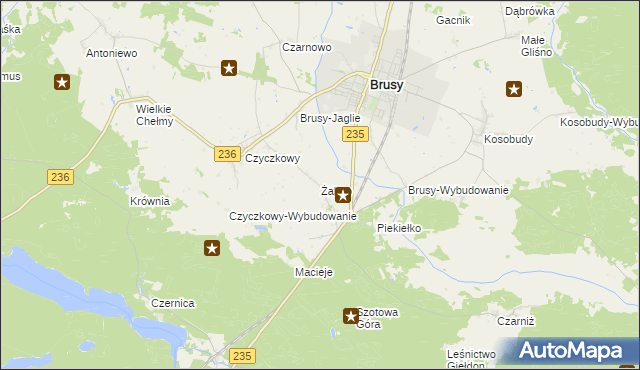 mapa Żabno gmina Brusy, Żabno gmina Brusy na mapie Targeo