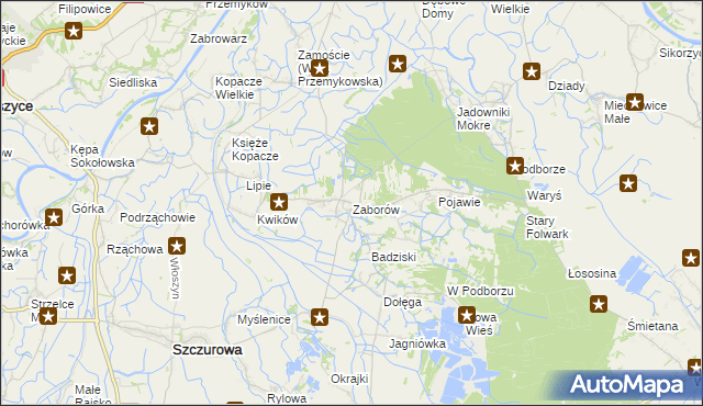 mapa Zaborów gmina Szczurowa, Zaborów gmina Szczurowa na mapie Targeo