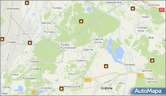 mapa Zabrnie gmina Grębów, Zabrnie gmina Grębów na mapie Targeo