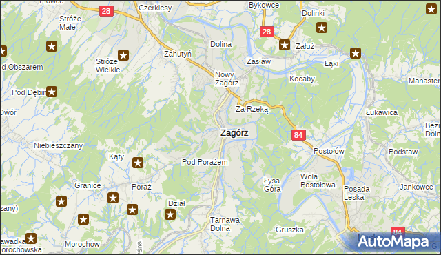 mapa Zagórz powiat sanocki, Zagórz powiat sanocki na mapie Targeo