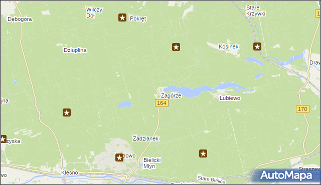 mapa Zagórze gmina Drezdenko, Zagórze gmina Drezdenko na mapie Targeo