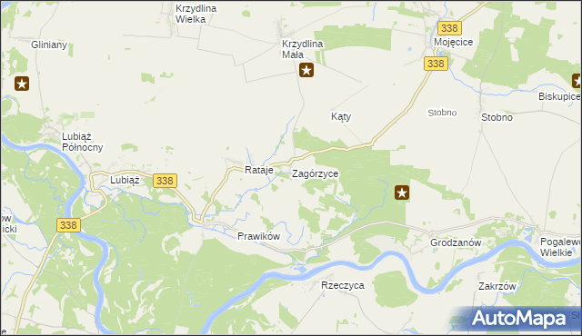 mapa Zagórzyce gmina Wołów, Zagórzyce gmina Wołów na mapie Targeo