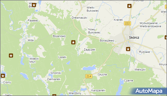 mapa Zajączek gmina Skórcz, Zajączek gmina Skórcz na mapie Targeo