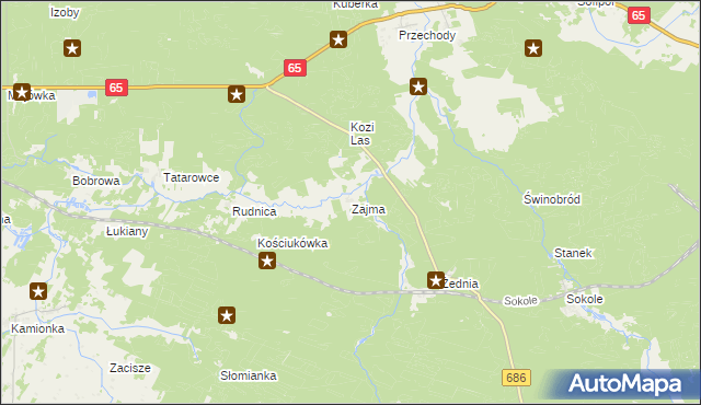 mapa Zajma, Zajma na mapie Targeo