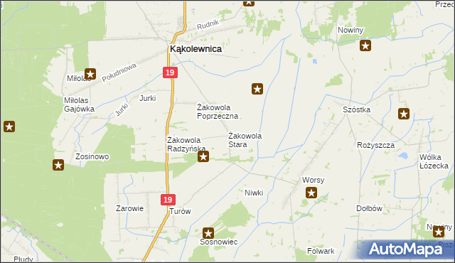 mapa Żakowola Stara, Żakowola Stara na mapie Targeo