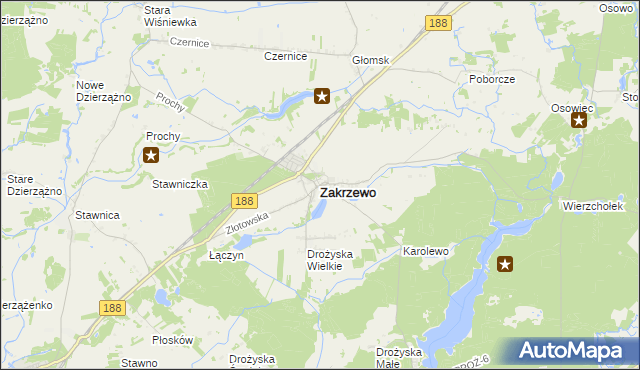 mapa Zakrzewo powiat złotowski, Zakrzewo powiat złotowski na mapie Targeo