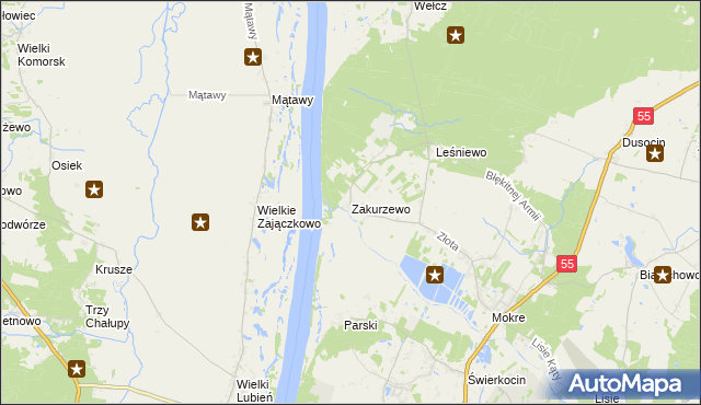 mapa Zakurzewo gmina Grudziądz, Zakurzewo gmina Grudziądz na mapie Targeo