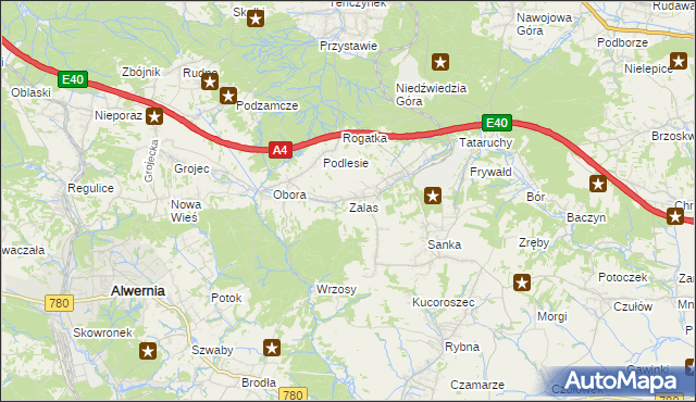 mapa Zalas gmina Krzeszowice, Zalas gmina Krzeszowice na mapie Targeo