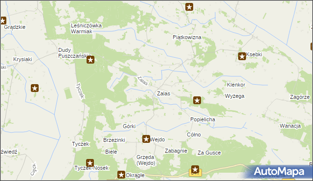 mapa Zalas gmina Łyse, Zalas gmina Łyse na mapie Targeo