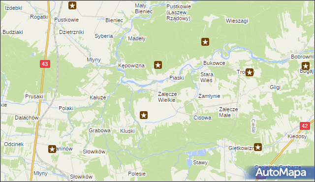 mapa Załęcze Wielkie, Załęcze Wielkie na mapie Targeo