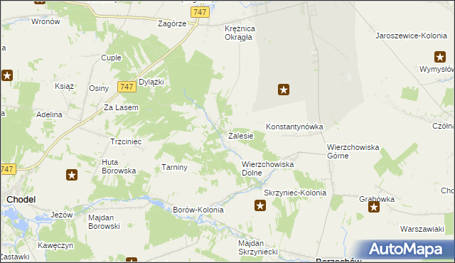 mapa Zalesie gmina Bełżyce, Zalesie gmina Bełżyce na mapie Targeo