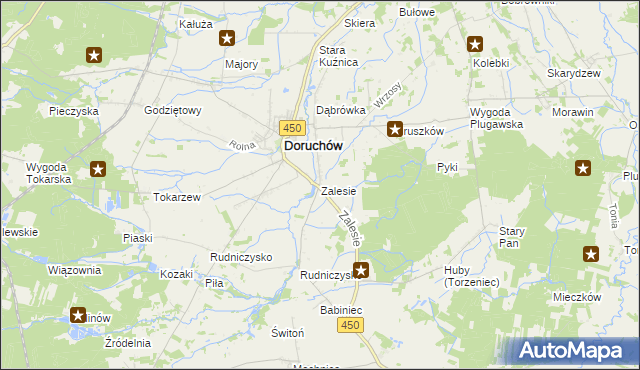 mapa Zalesie gmina Doruchów, Zalesie gmina Doruchów na mapie Targeo