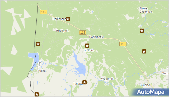 mapa Zalesie gmina Police, Zalesie gmina Police na mapie Targeo