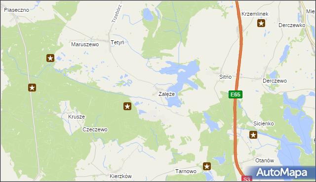 mapa Załęże gmina Kozielice, Załęże gmina Kozielice na mapie Targeo