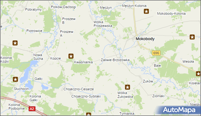 mapa Zaliwie-Brzozówka, Zaliwie-Brzozówka na mapie Targeo