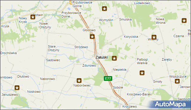 mapa Załuski powiat płoński, Załuski powiat płoński na mapie Targeo