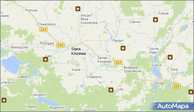 mapa Zamek Kiszewski, Zamek Kiszewski na mapie Targeo