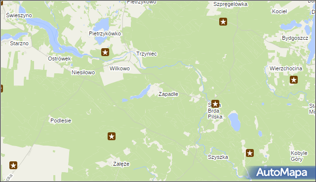 mapa Zapadłe gmina Koczała, Zapadłe gmina Koczała na mapie Targeo