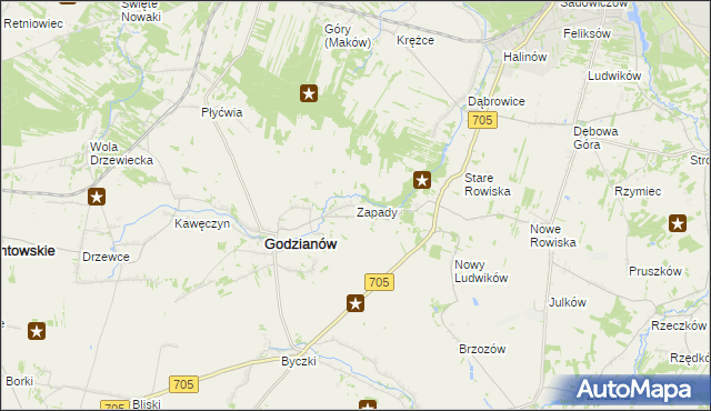 mapa Zapady gmina Godzianów, Zapady gmina Godzianów na mapie Targeo