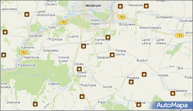 mapa Zasępiec, Zasępiec na mapie Targeo