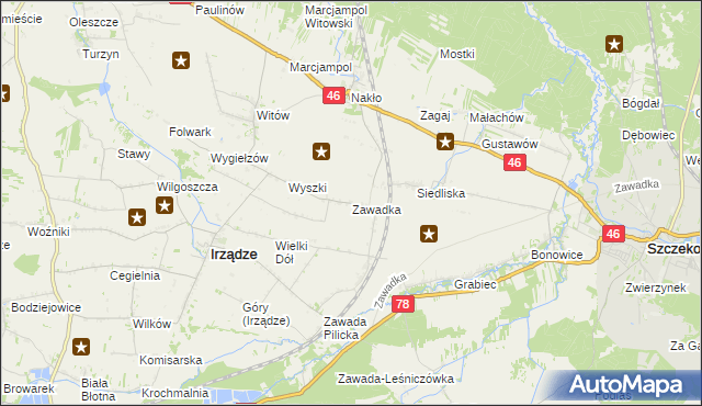 mapa Zawadka gmina Irządze, Zawadka gmina Irządze na mapie Targeo