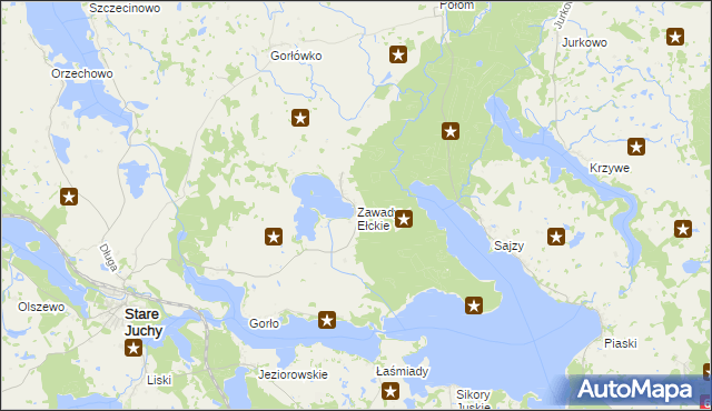 mapa Zawady Ełckie, Zawady Ełckie na mapie Targeo