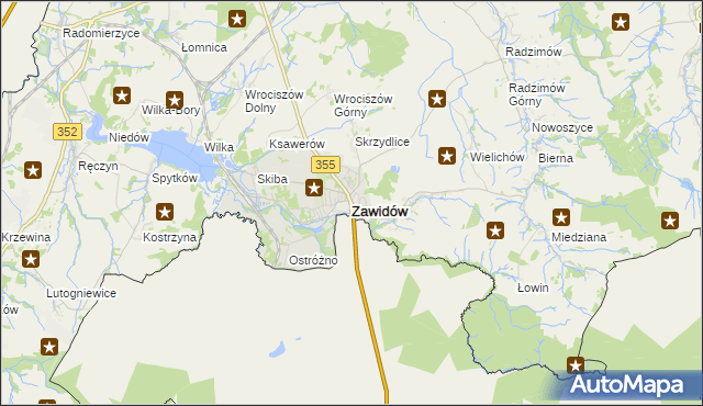 mapa Zawidów, Zawidów na mapie Targeo