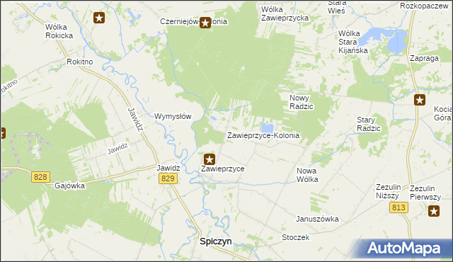 mapa Zawieprzyce-Kolonia, Zawieprzyce-Kolonia na mapie Targeo