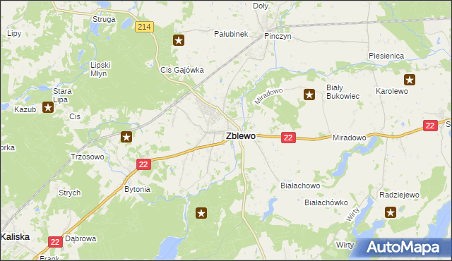 mapa Zblewo, Zblewo na mapie Targeo