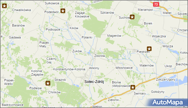 mapa Zborów gmina Solec-Zdrój, Zborów gmina Solec-Zdrój na mapie Targeo