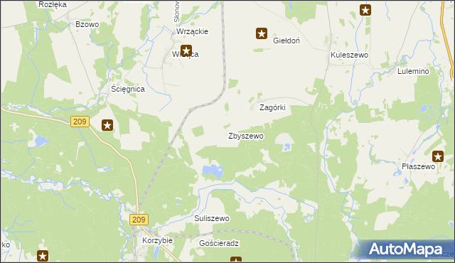 mapa Zbyszewo gmina Kobylnica, Zbyszewo gmina Kobylnica na mapie Targeo