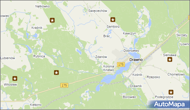 mapa Zdanów gmina Drawno, Zdanów gmina Drawno na mapie Targeo