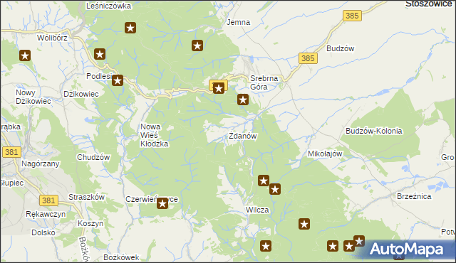 mapa Żdanów gmina Stoszowice, Żdanów gmina Stoszowice na mapie Targeo