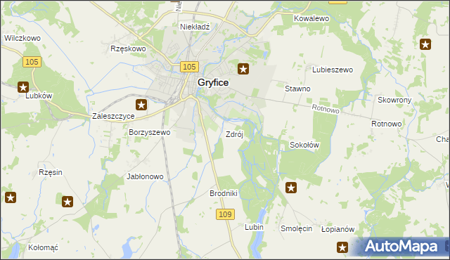 mapa Zdrój gmina Gryfice, Zdrój gmina Gryfice na mapie Targeo