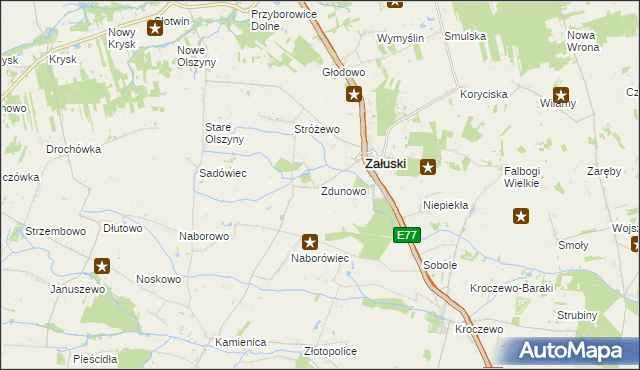 mapa Zdunowo gmina Załuski, Zdunowo gmina Załuski na mapie Targeo